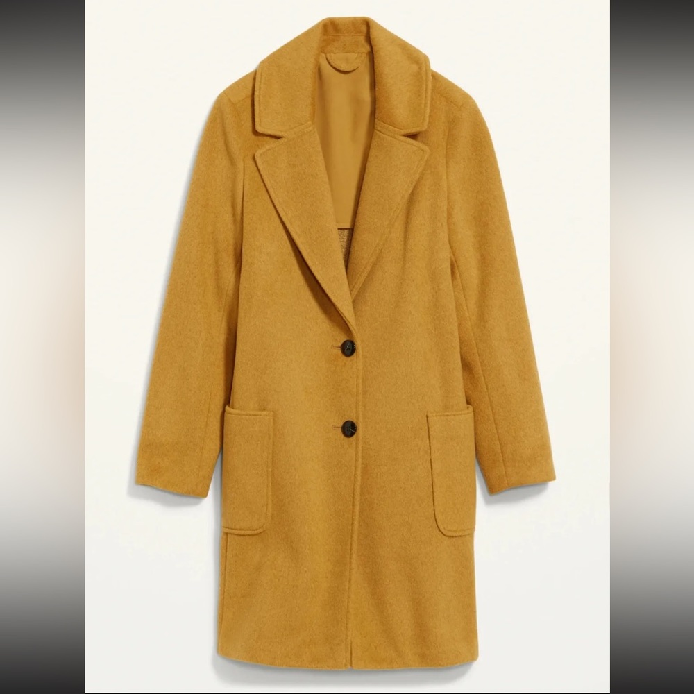 Oversized Soft-Brushed Button-Front Coat Sunflower Gold Size